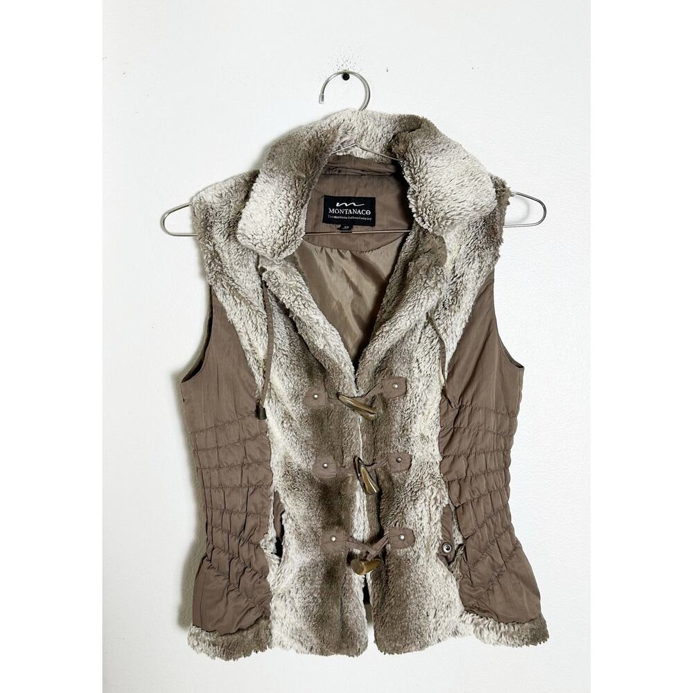 Montanaco Women's Faux Fur Vest with Zipper Pockets (3F575) sz XS